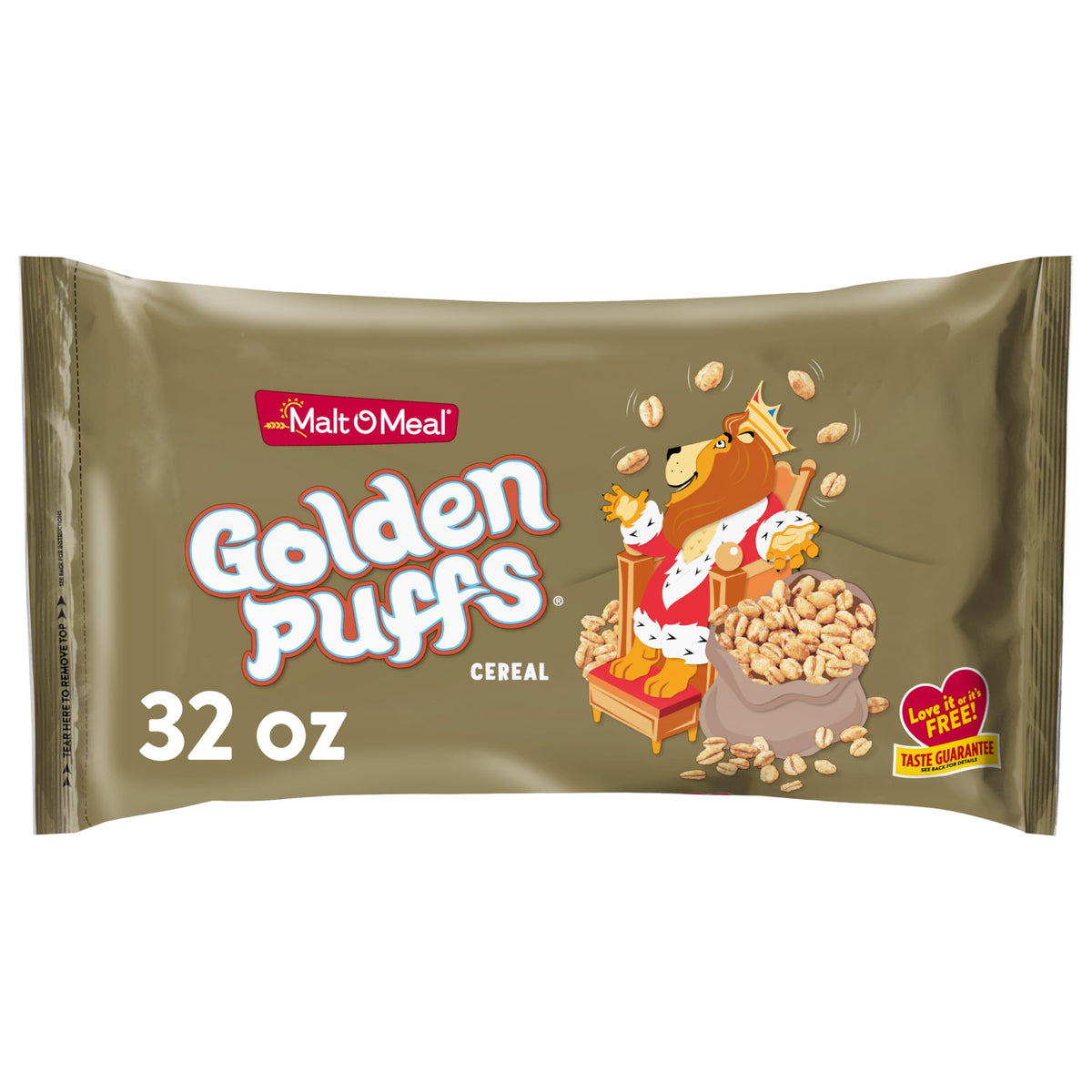 Malt-O-Meal Golden Puffs bag closed keeps freshness for busy mornings