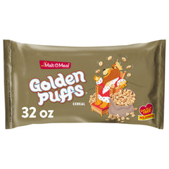 Malt-O-Meal Golden Puffs bag closed keeps freshness for busy mornings