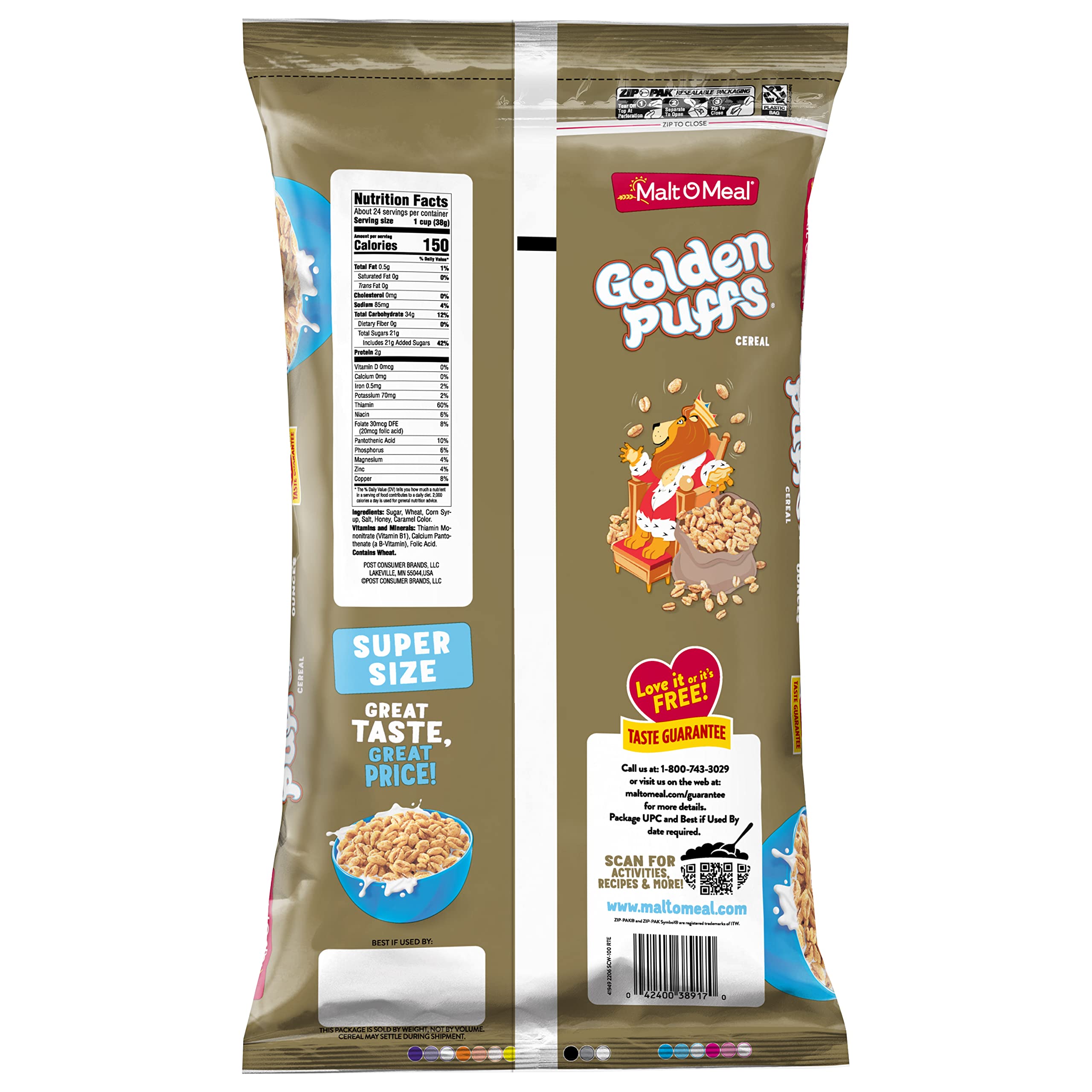 Malt-O-Meal Golden Puffs bulk pack reduces trips to store