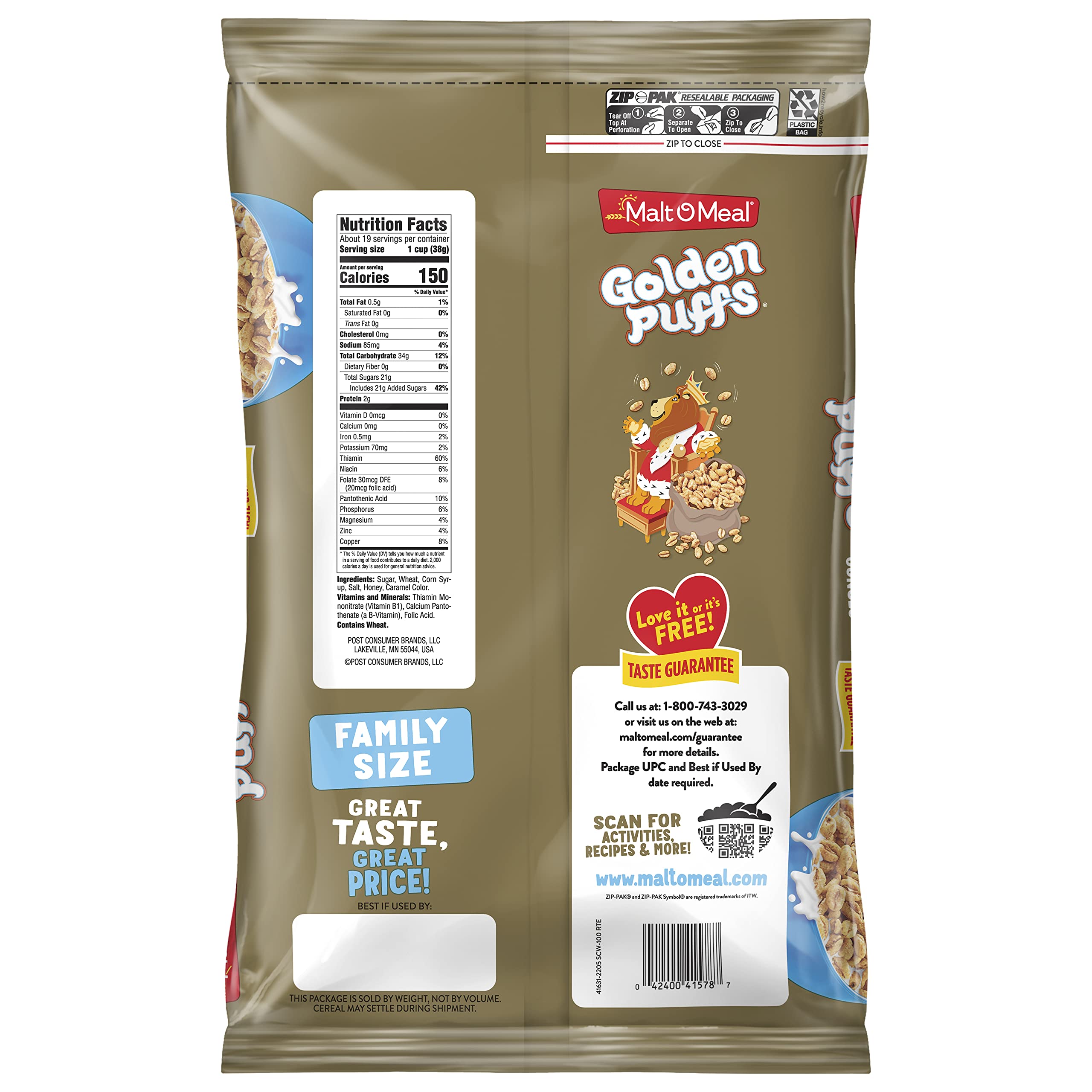 Malt-O-Meal Golden Puffs puffed wheat texture close-up