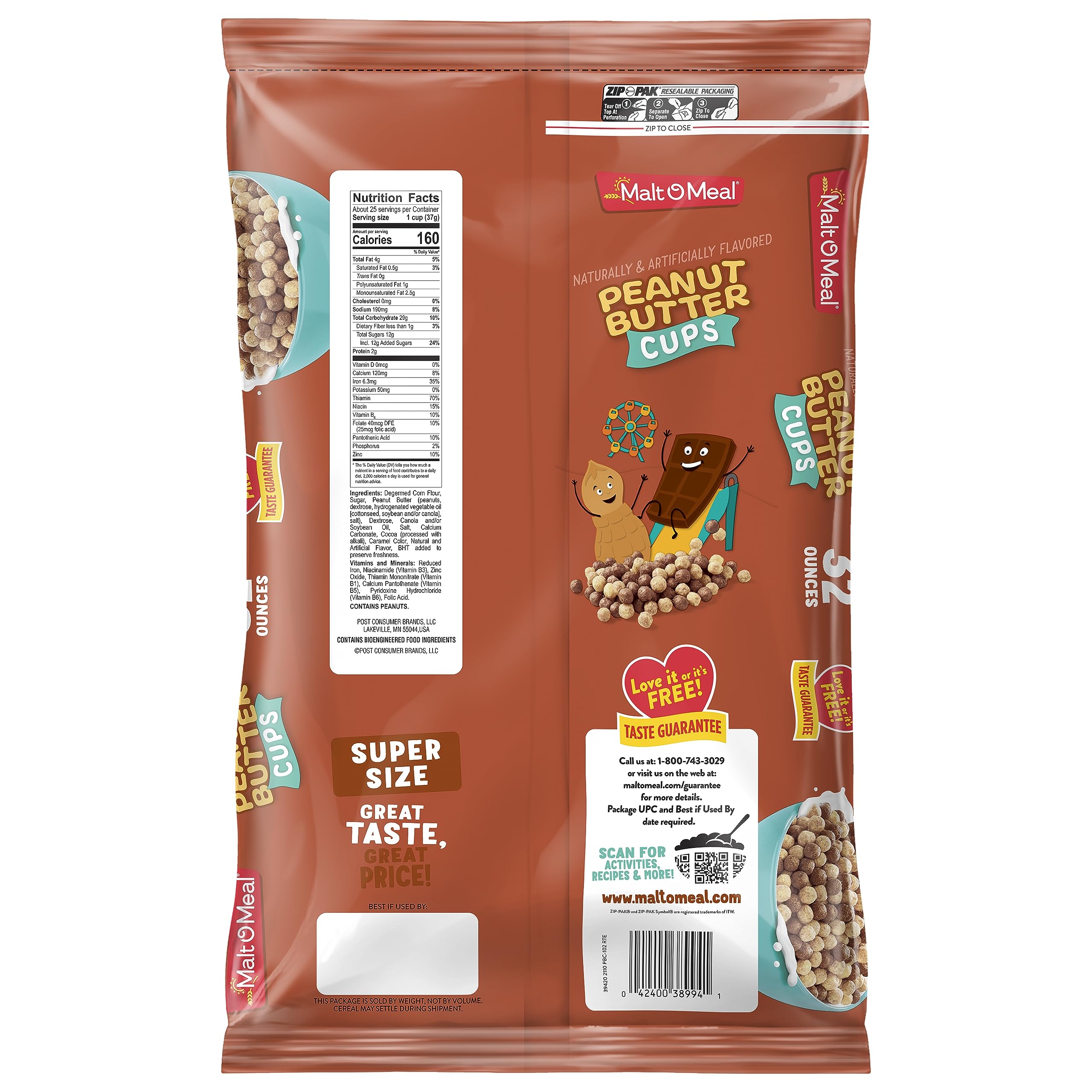 Family enjoys a bowl of Malt-O-Meal Peanut Butter Cups cereal together.