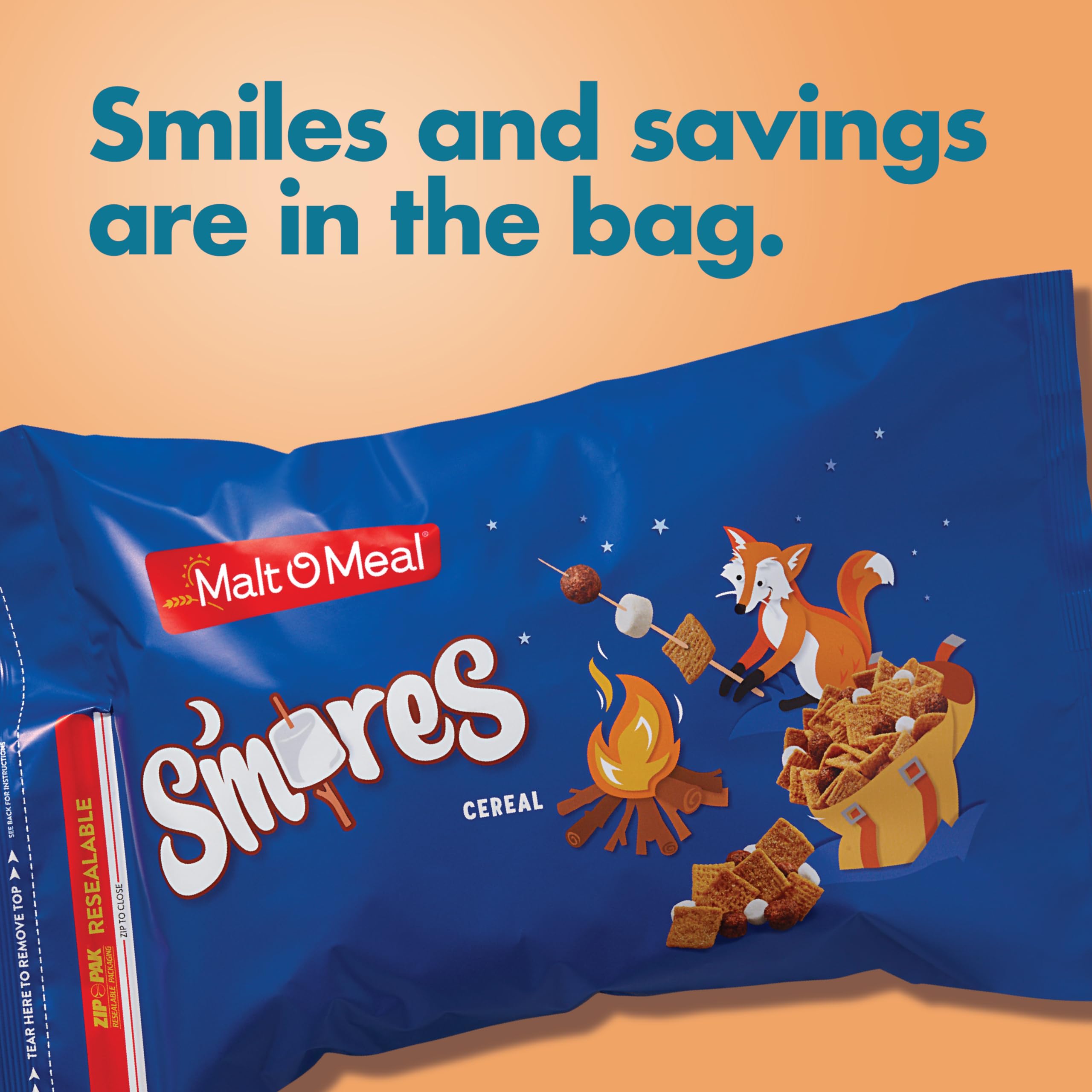 Malt-O-Meal S'mores honey graham squares add toastiness and crunch