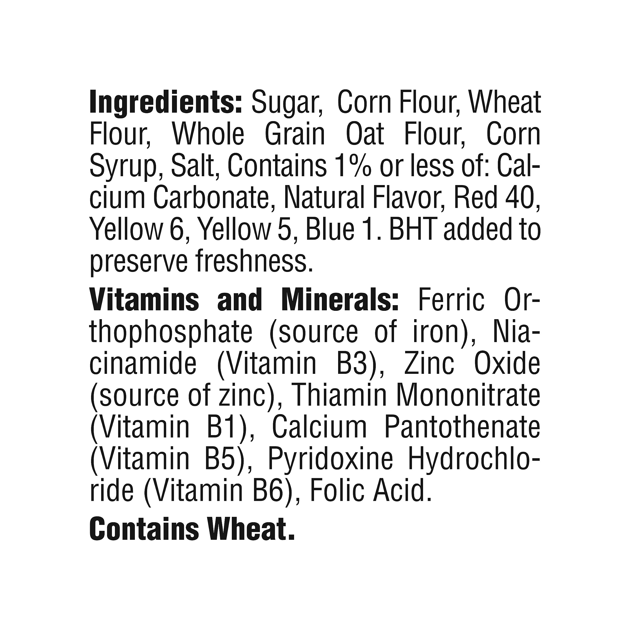 Close-up of crunchy fruity pieces from Malt-O-Meal Tootie Fruities.