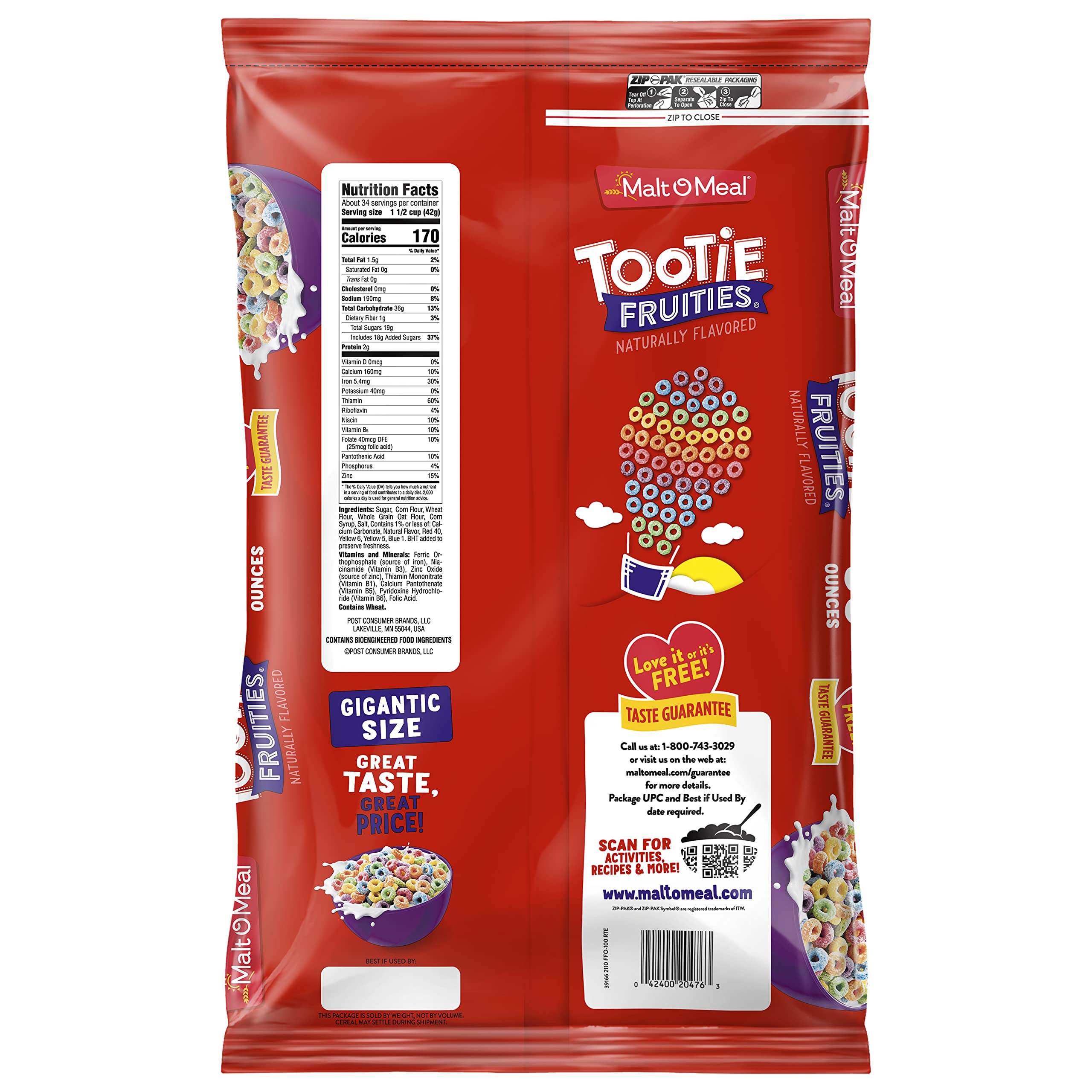 Malt-O-Meal Tootie Fruities dessert topping idea with vibrant cereal