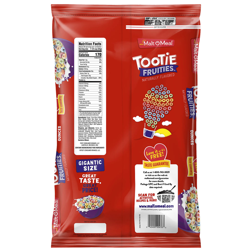 Malt-O-Meal Tootie Fruities dessert topping idea with vibrant cereal