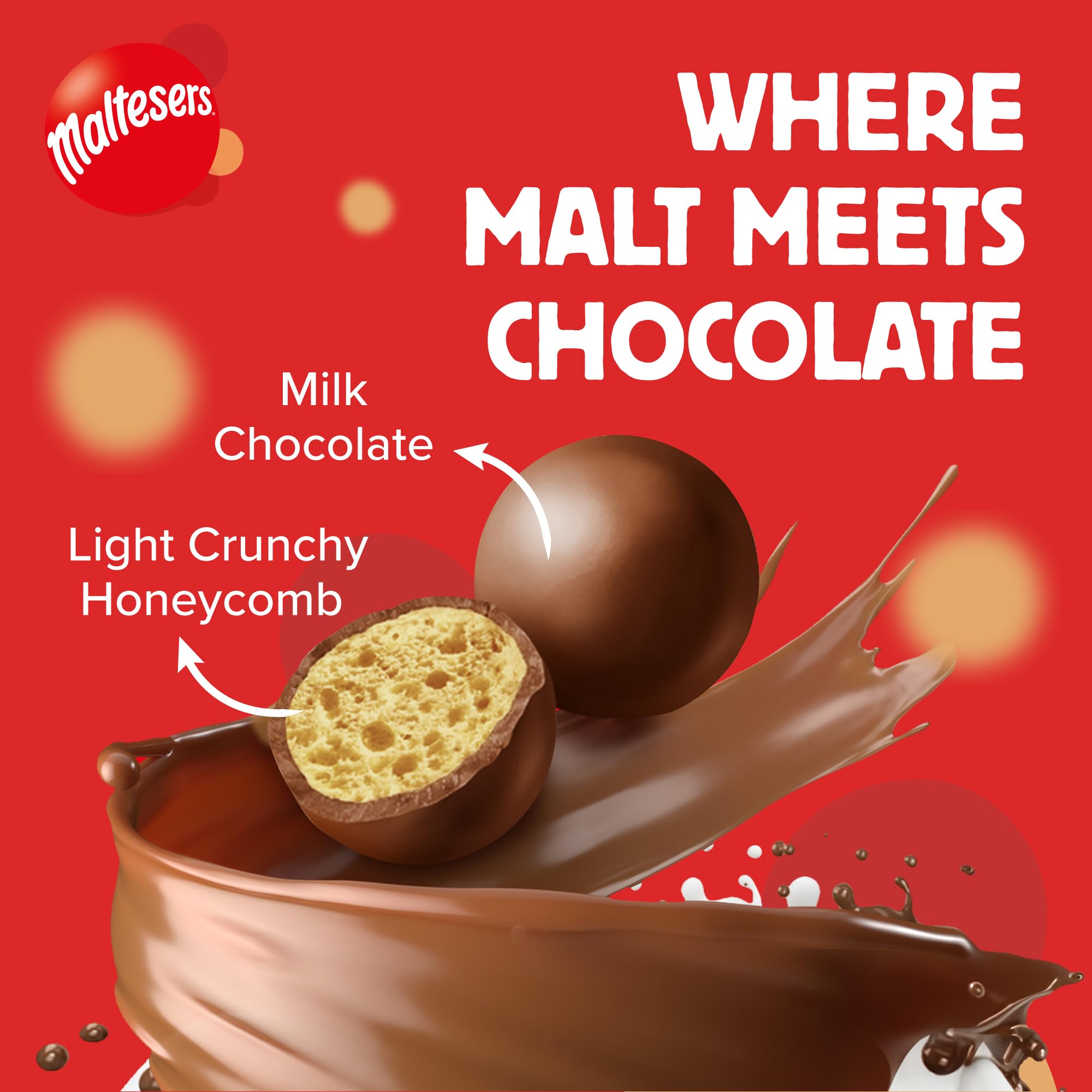 Close-up of Maltesers malt biscuit ball texture showing crunch