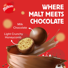 Close-up of Maltesers malt biscuit ball texture showing crunch