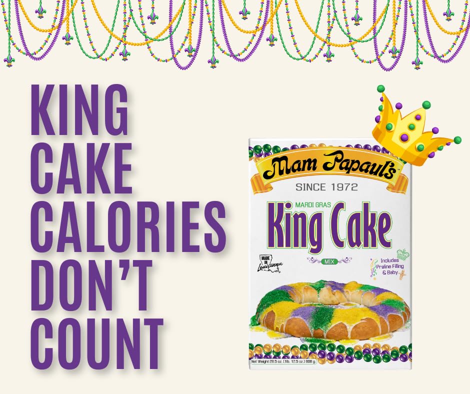 Mam Papaul's King Cake Mix glaze provides a glossy vanilla finish for the cake.
