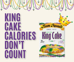 Mam Papaul's King Cake Mix glaze provides a glossy vanilla finish for the cake.