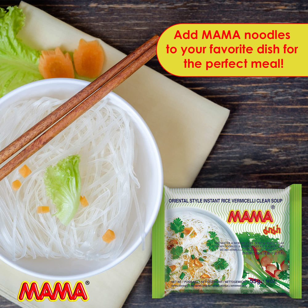 MAMA air-dried noodles pack emphasizes lighter instant option.