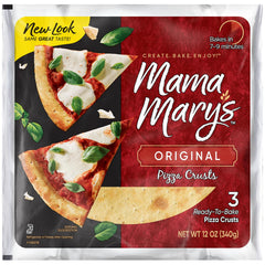 Mama Mary's 7in original pizza crust trio ready to bake for family dinners.