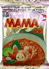 MAMA Noodles Shrimp Tom Yum cup close-up with spicy aroma.