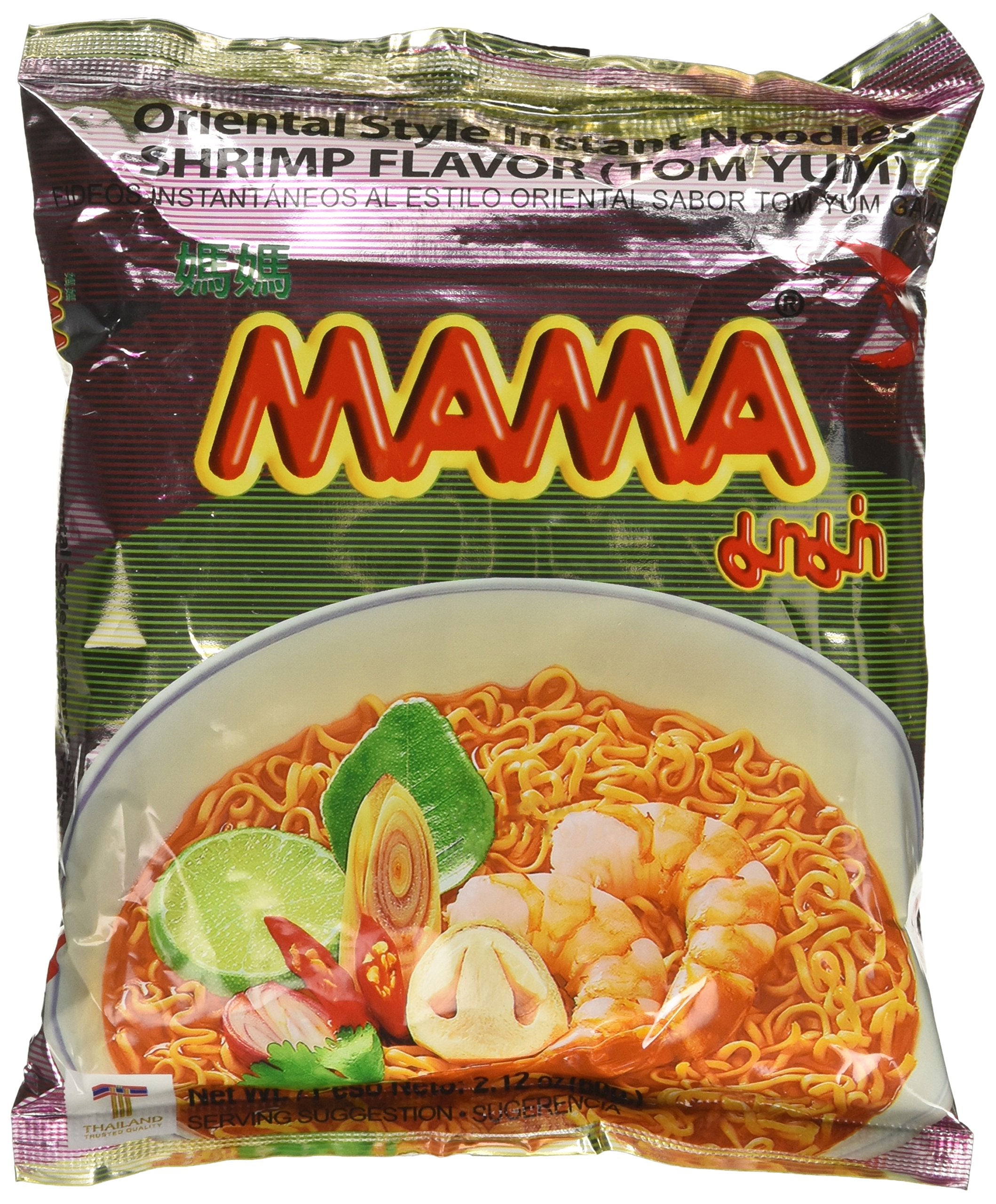 MAMA Noodles Shrimp Tom Yum pack-front shows convenient 30-pack value.
