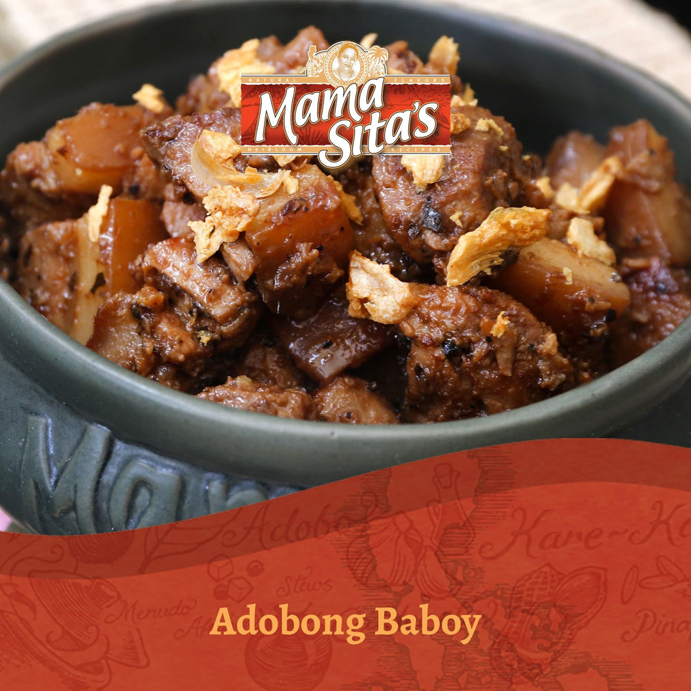 Mama Sita's Adobo sauce served over rice for a comforting family meal.