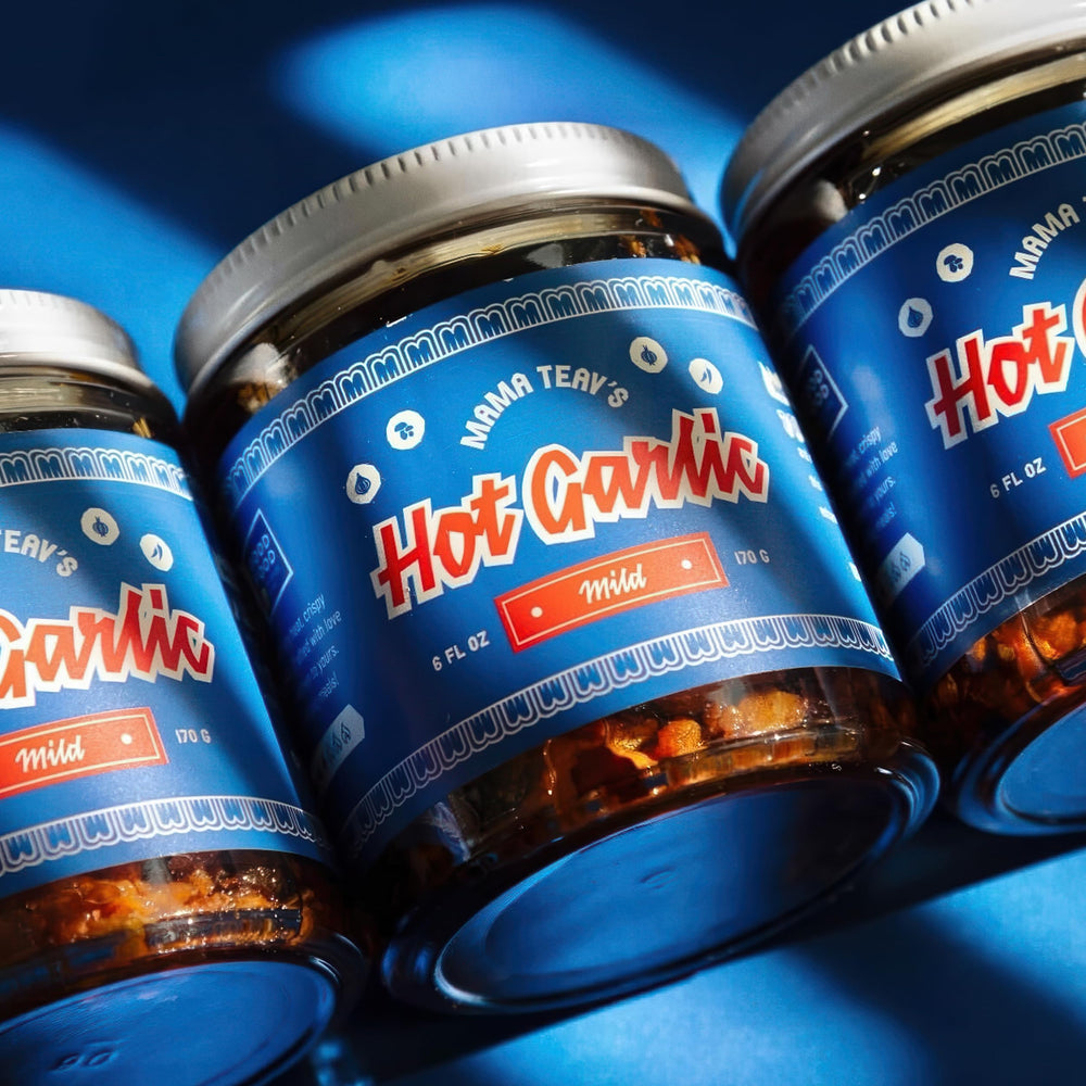 Mama Teav's Mild Garlic Chili Crisp pairs with desserts for a surprising contrast.