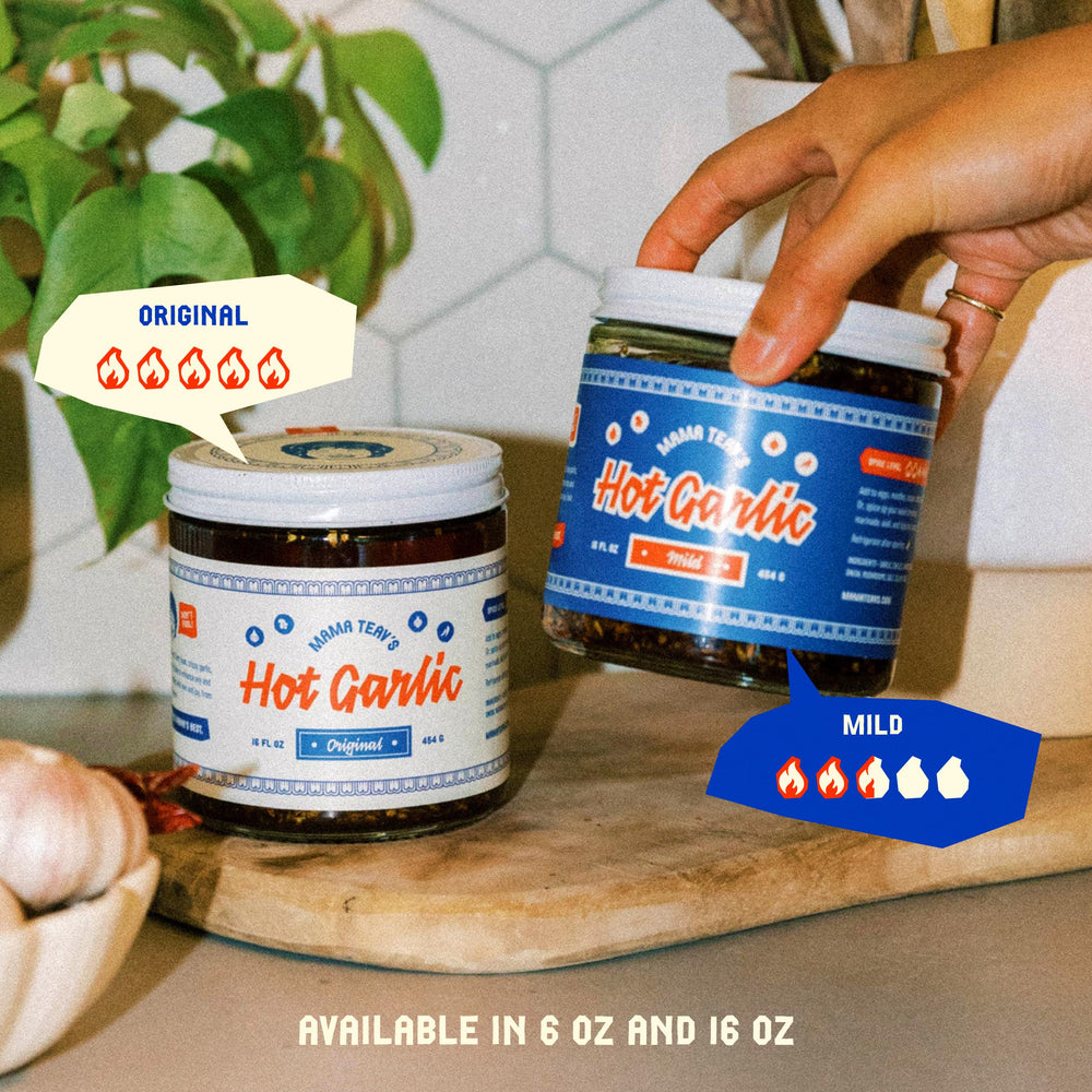 Mama Teav's Mild Garlic Chili Crisp roasted vegetables gain a crisp finish.