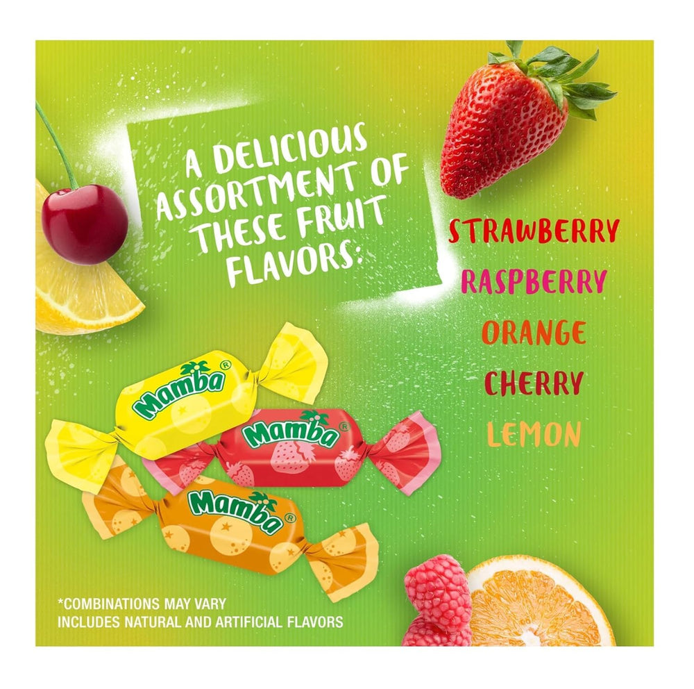 Strawberry flavor chew close-up, juicy, real fruit taste.