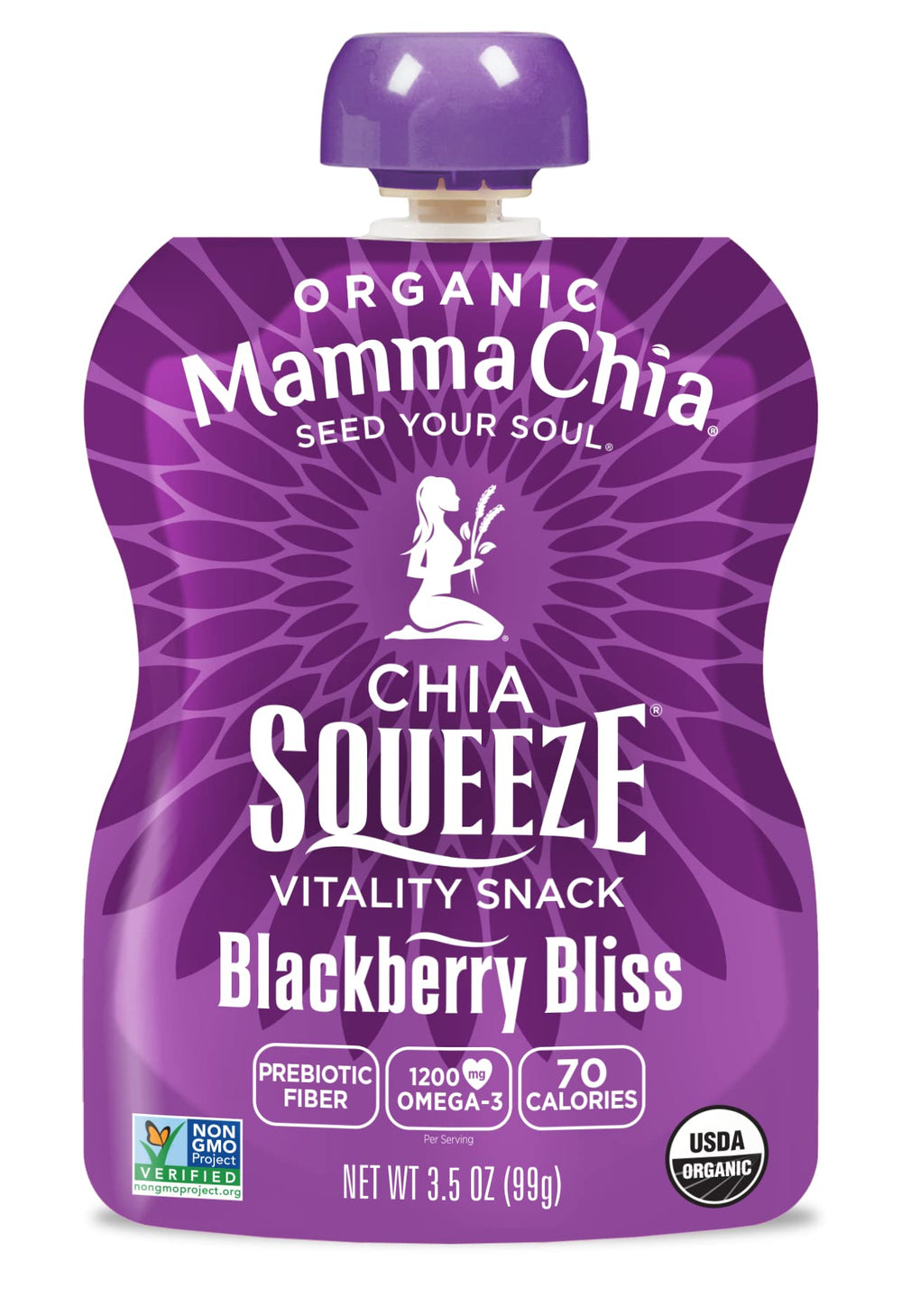 Mamma Chia Berry-Citrus chia infusion highlights omega-3 and fiber in every bite.
