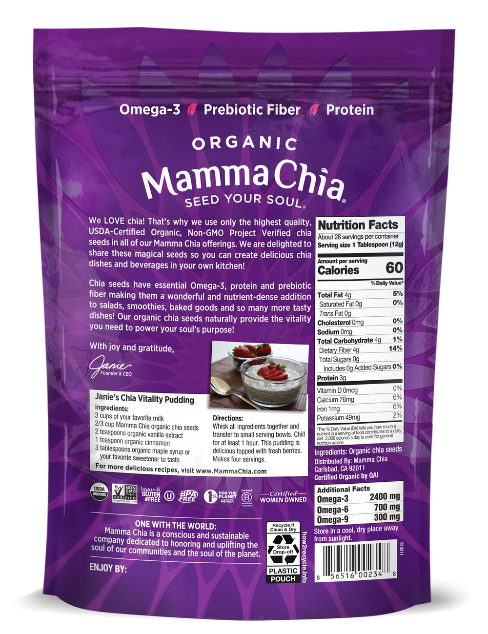 Mamma Chia chia seeds close-up highlighting omega-3 nutrition