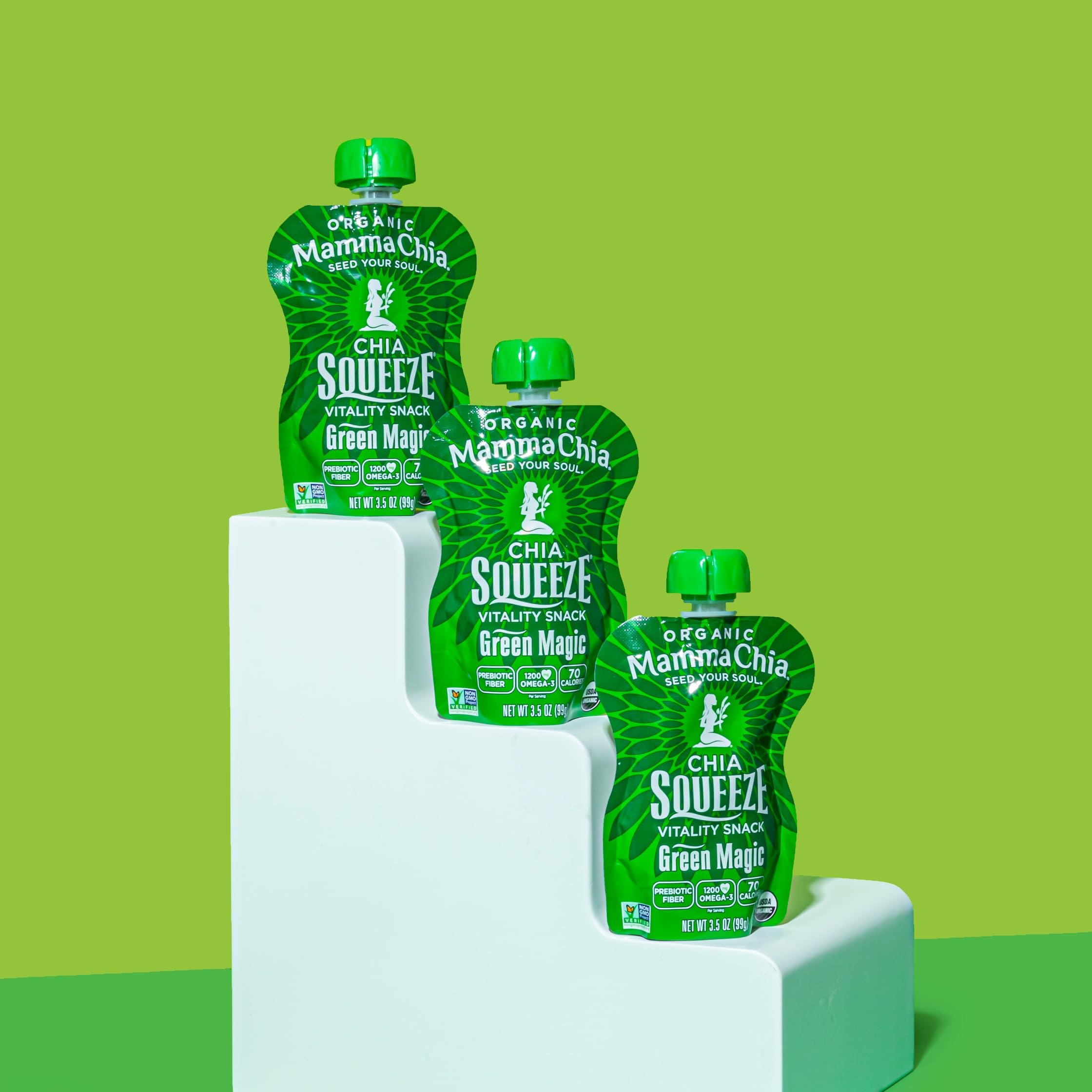 Mamma Chia Green Magic vegan-friendly snack option for plant-based meals.