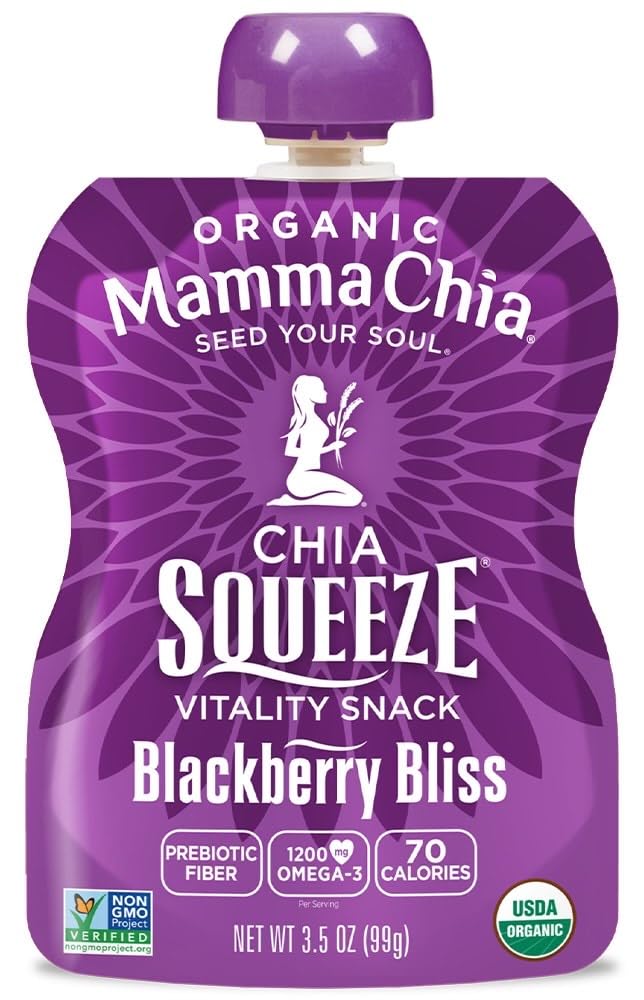 Mamma Chia Squeeze Blackberry Bliss pouch with antioxidant-rich flavor