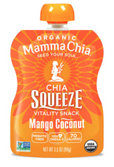 Mamma Chia Vitality Squeeze ingredients label with organic chia and omega-3