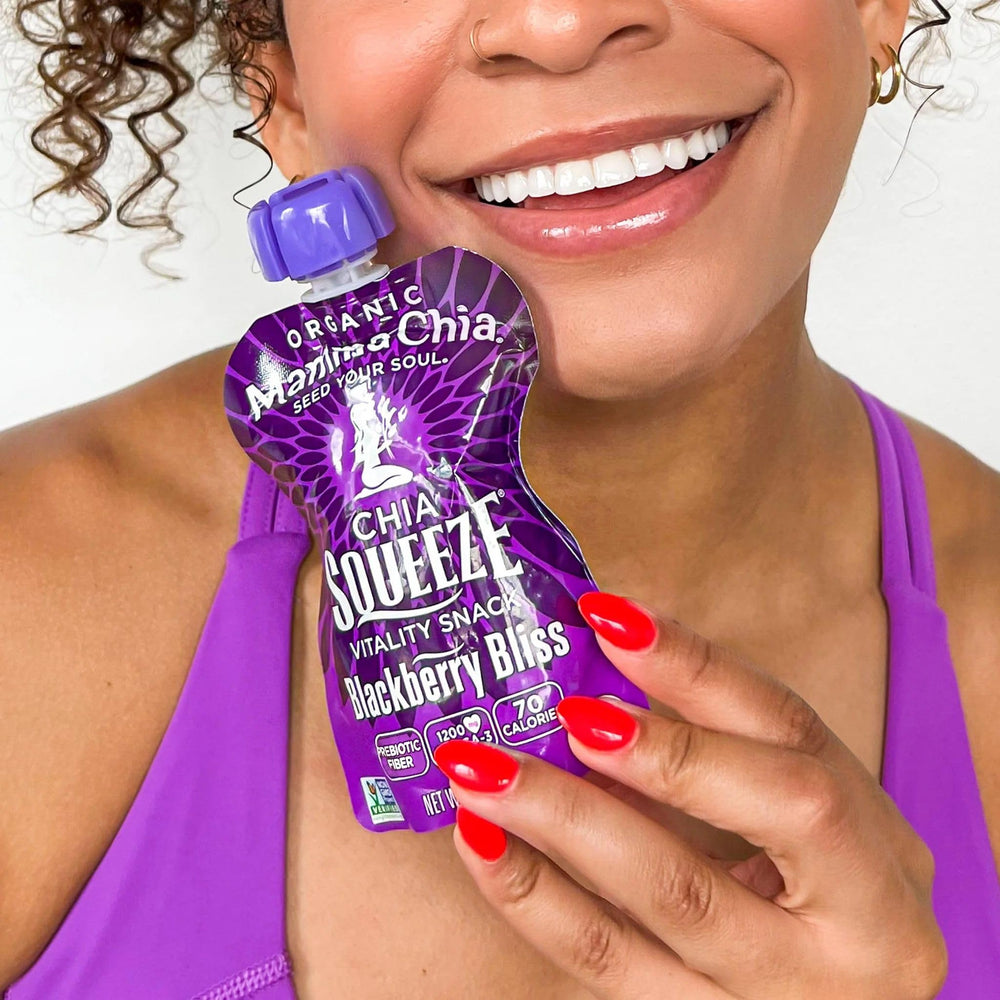 Mammachia Chia Squeeze Blackberry Bliss 16-pack offers convenient daily nutrition
