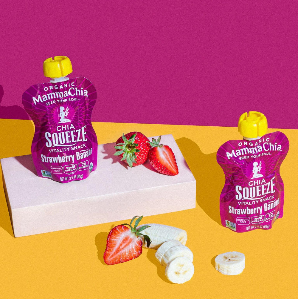 Mamma Chia Chia Squeeze serving; convenient emergency snack during busy mornings.