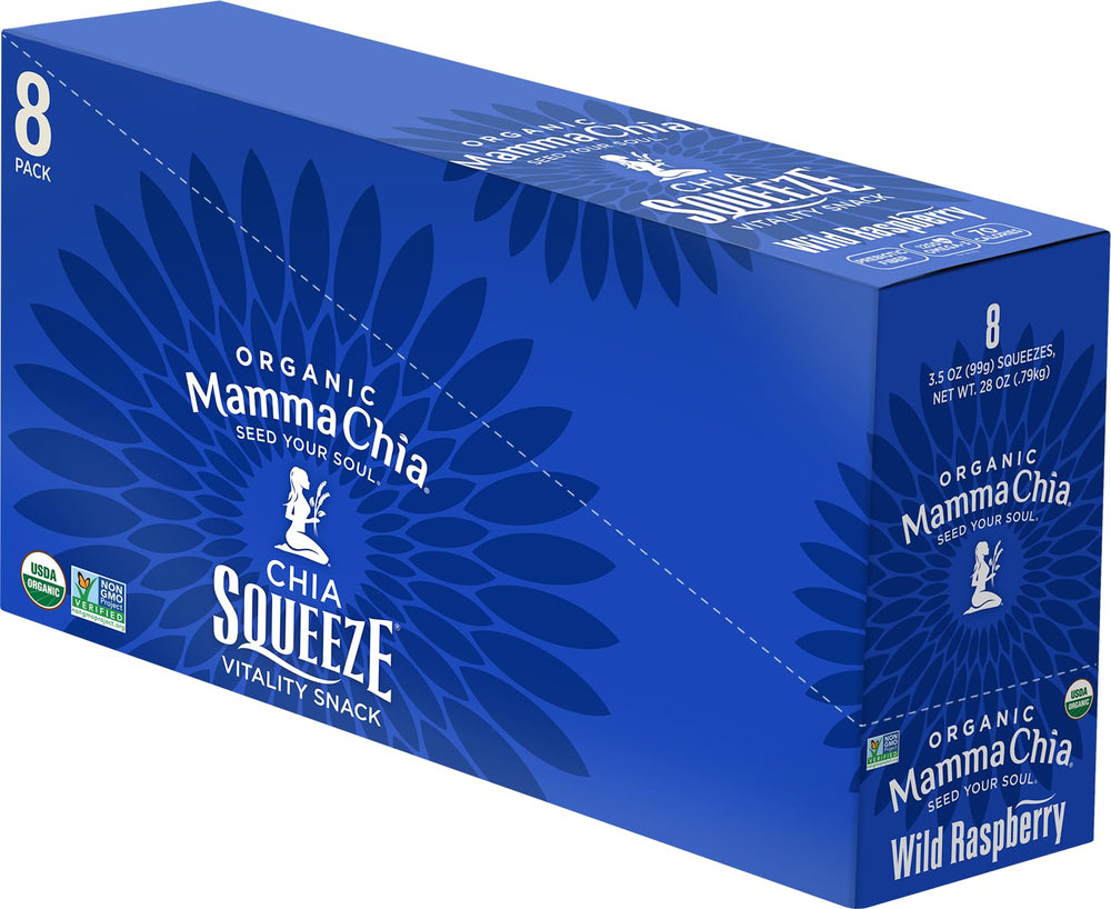 Mamma Chia Chia Squeeze Wild Raspberry on-the-go ideal for travel or commute