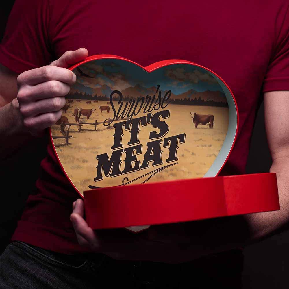 Man Crates Meat Heart packaging shows gift-ready presentation.