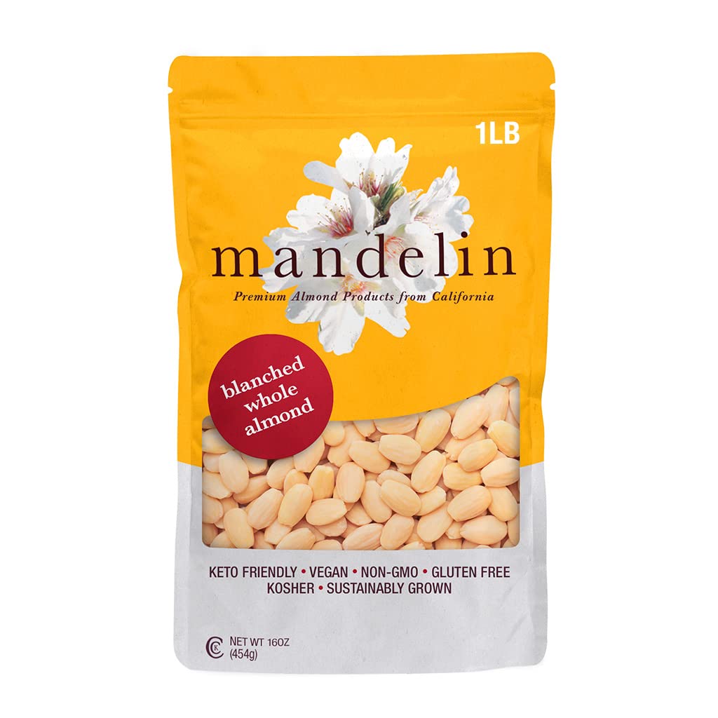 Mandelin blanched whole almonds 1lb bag for snacking and cooking