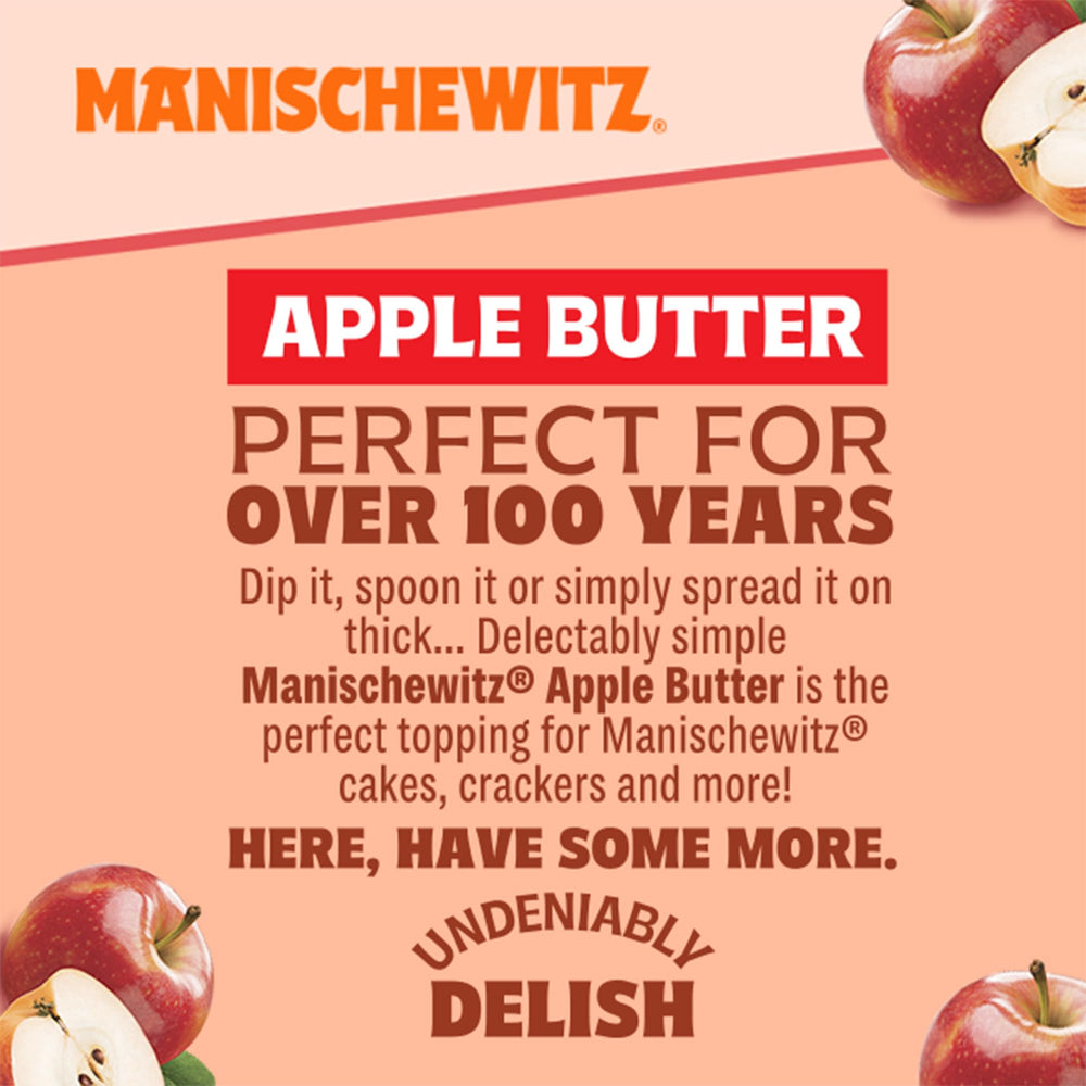 Countertop shot of Manischewitz Apple Butter ready to spread.