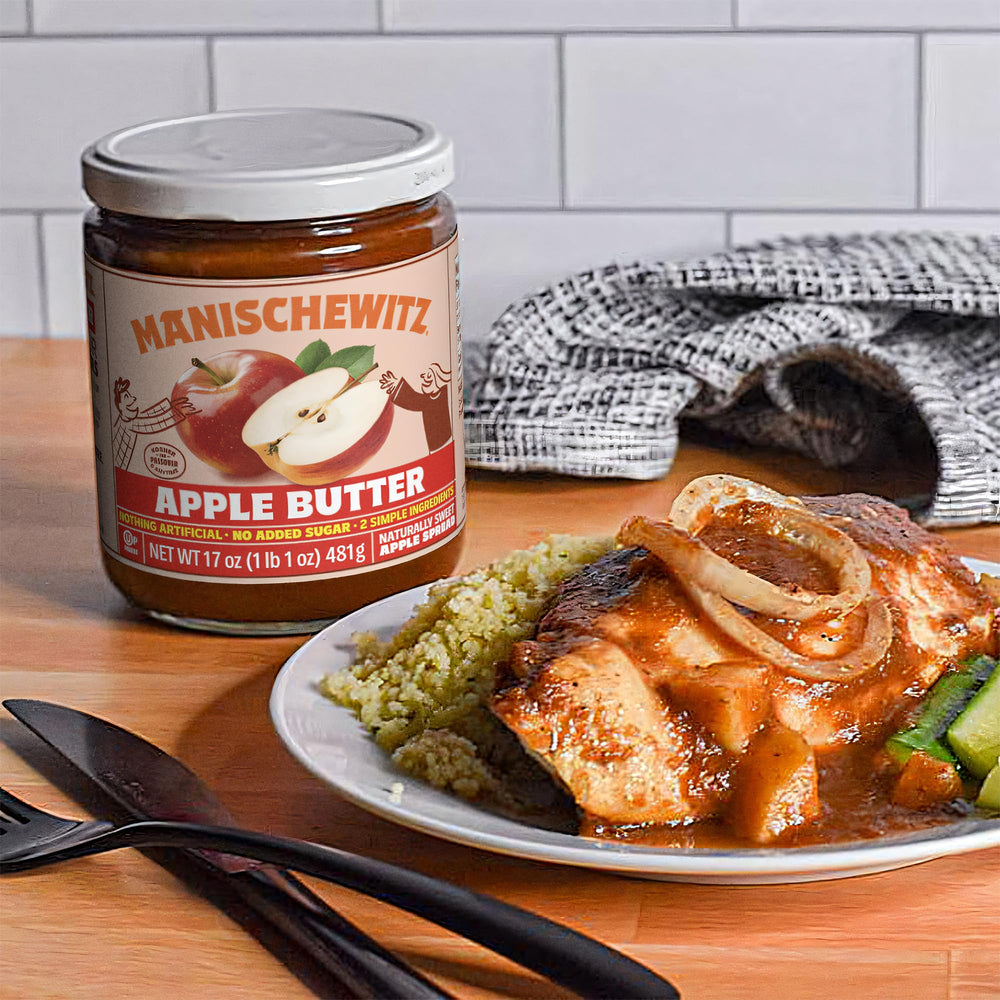 Manischewitz Apple Butter pours as a glossy glaze for cakes.