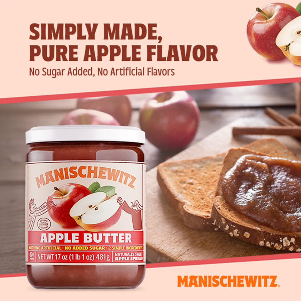 Manischewitz Apple Butter spread on toast delivers naturally sweet flavor.