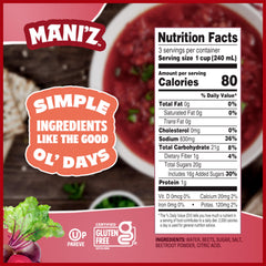 Pour-and-heat scene with Manischewitz Borscht ready to serve.