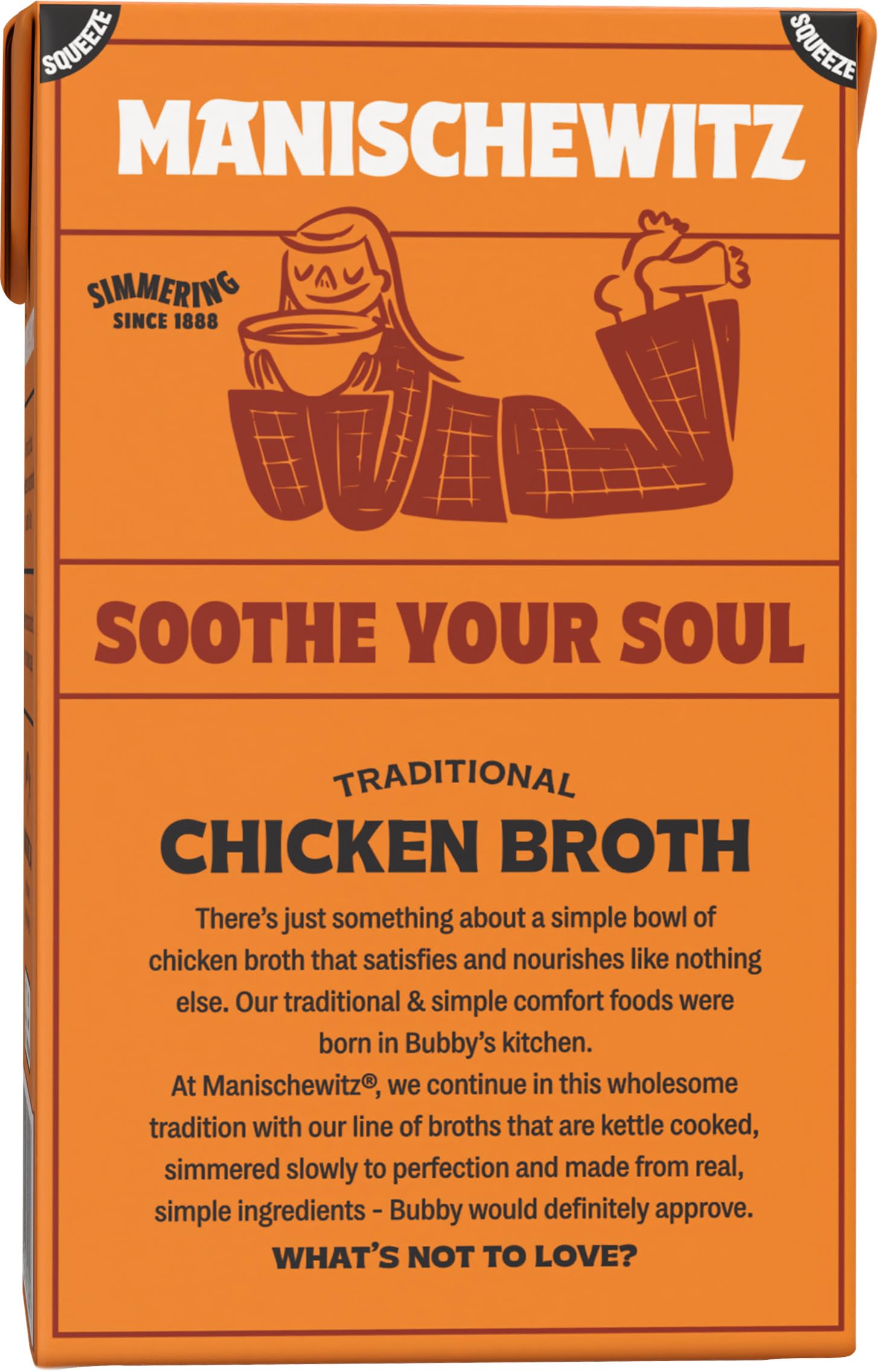 Manischewitz chicken broth three-pack packaging helps keep broth fresh