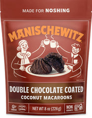 Manischewitz macaroons in 8oz resealable bag, convenient dairy-free snack