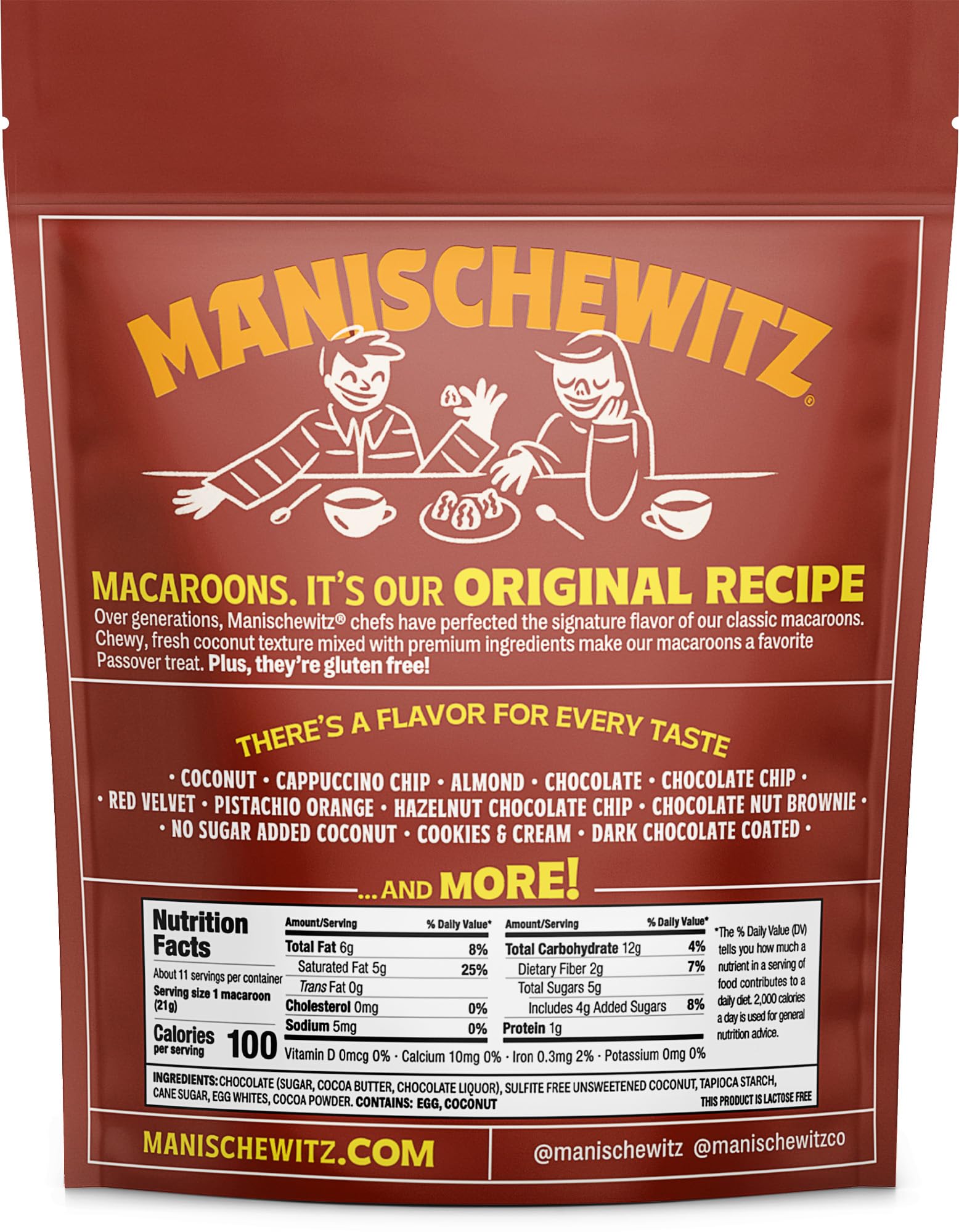 Close-up of Manischewitz macaroons with two-layer dark chocolate coating, ideal snack
