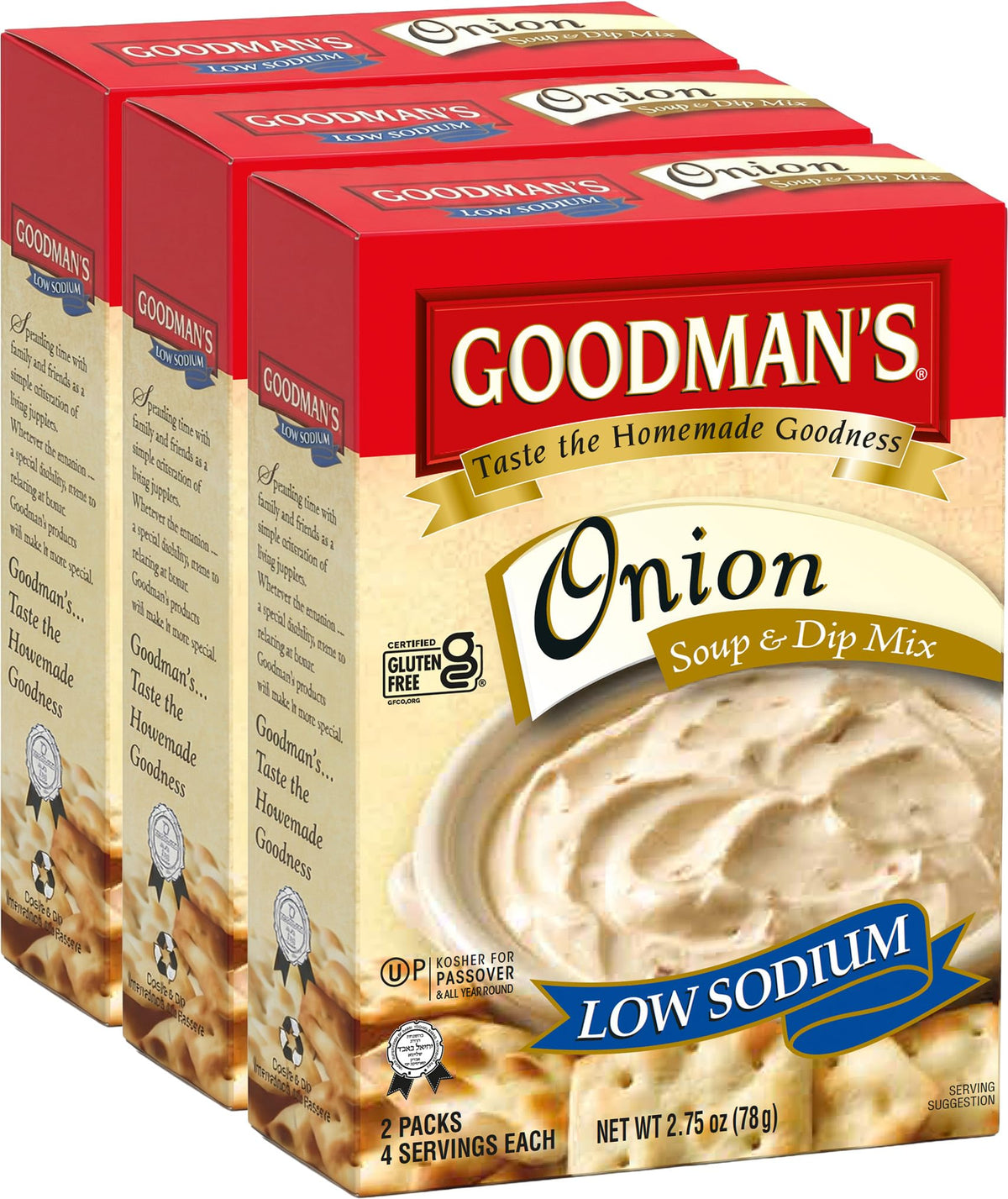 Manischewitz Goodman's Onion Soup & Dip Mix—onion flavor base, low-sodium and gluten-free for quick, versatile recipes