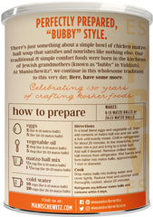 Manischewitz matzo ball mix back label ingredients for clear recipe guidance.