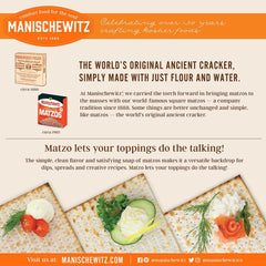 Close-up of Manischewitz Matzo Unsalted label highlighting unsalted option.