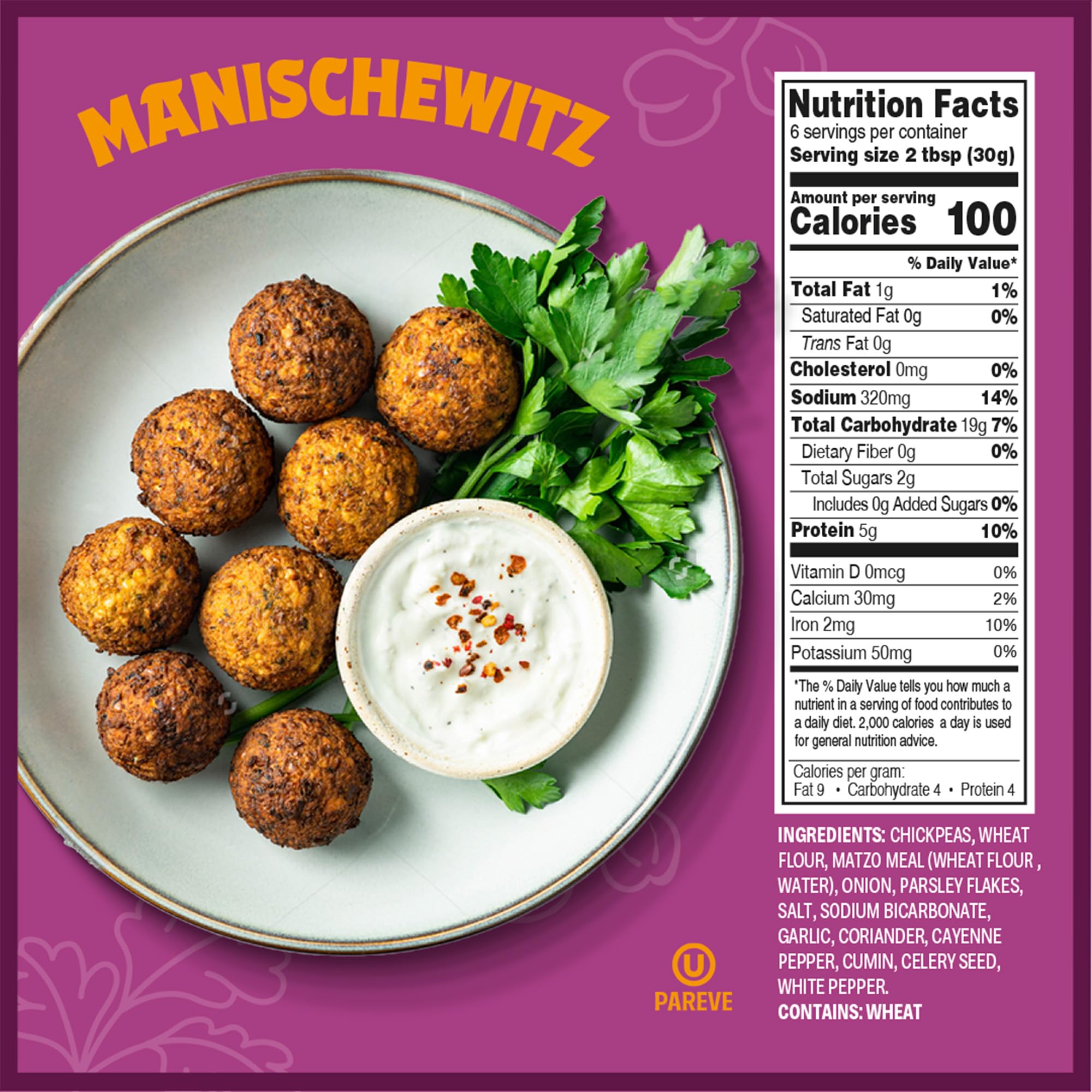 Manischewitz Mediterranean Falafel Ball Mix package opened reveals dry mix ready to portion.