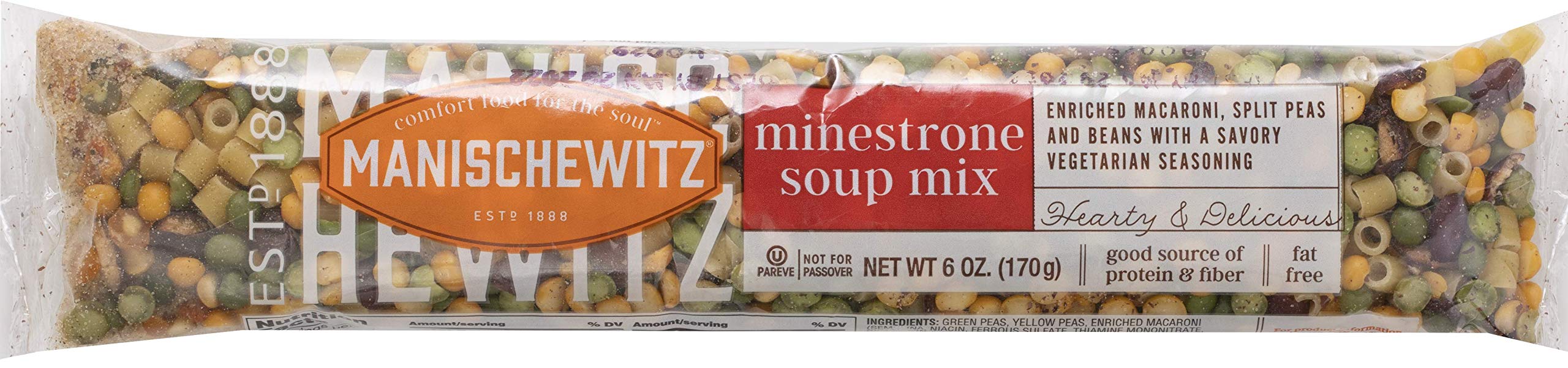 Manischewitz Minestrone served bowl invites comforting, hearty soup.