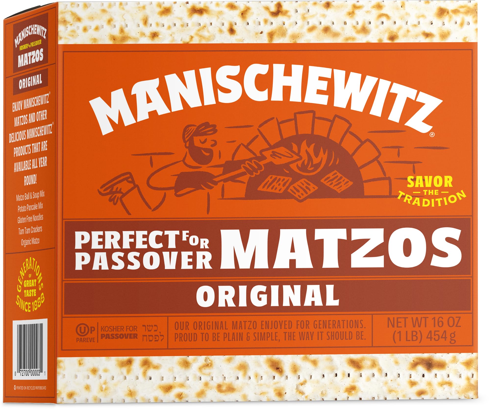 Manischewitz Passover Matzo 1lb box, crisp and ready for Passover meals.