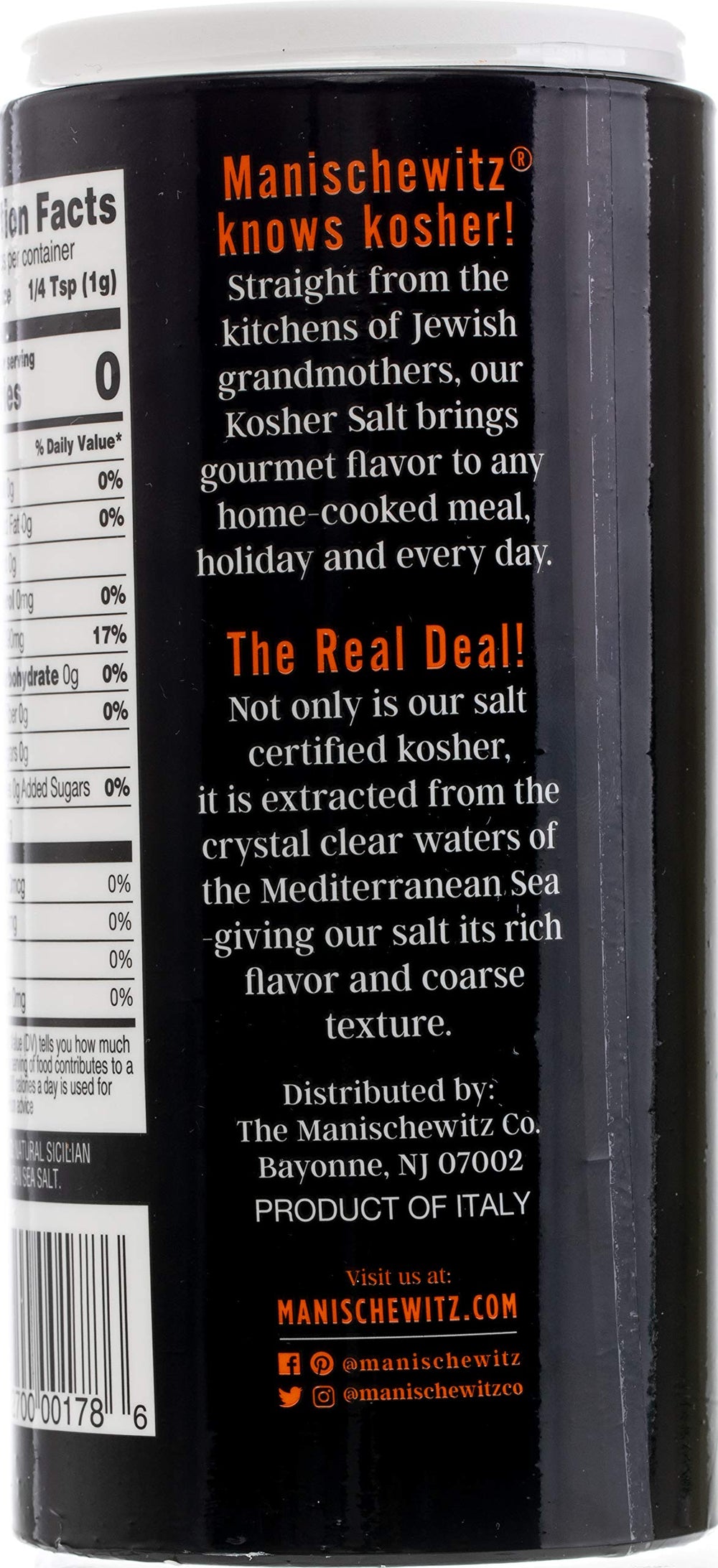 Manischewitz premium kosher salt perfect for cooking and baking in a modern kitchen