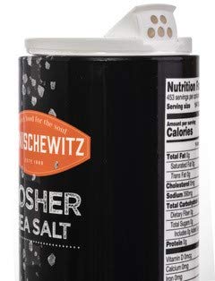 Manischewitz premium kosher salt product of Italy label with Mediterranean salt from Sicily