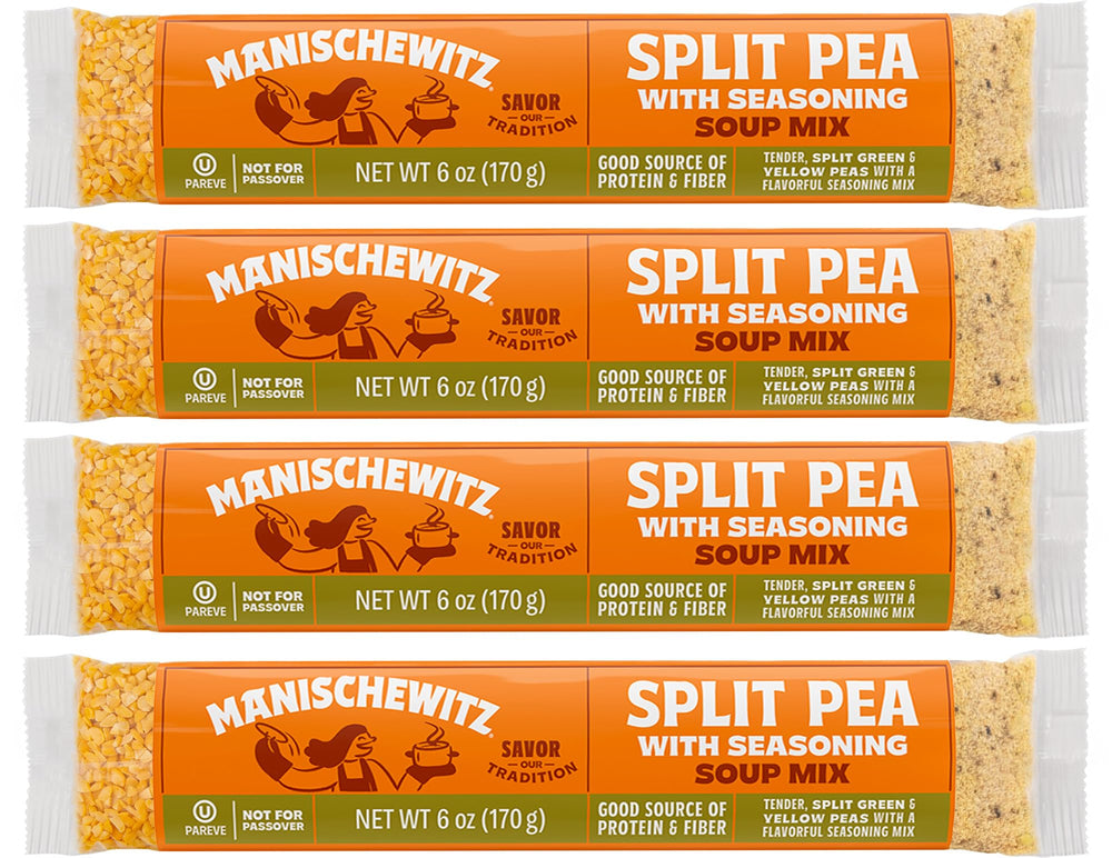 Manischewitz Split Pea Soup Mix pack of 4 ready to heat for a comforting meal