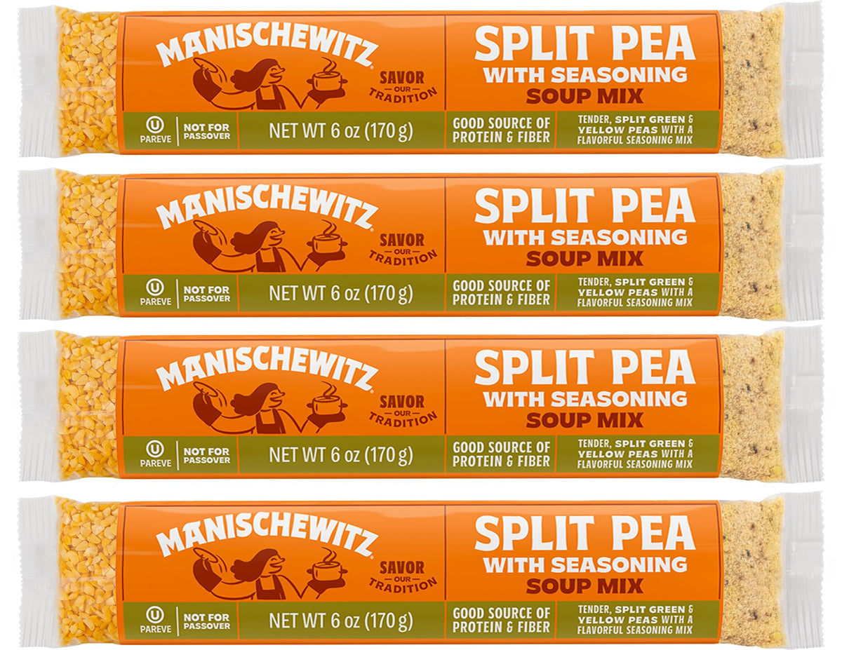 Manischewitz Split Pea Soup Mix pack of 4 ready to heat for a comforting meal