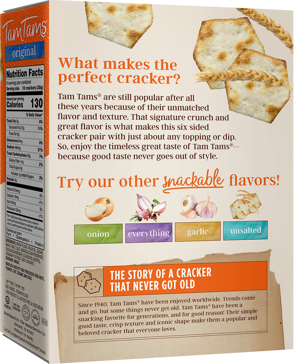 Tam Tam Original Crackers two-pack packaging for easy sharing.