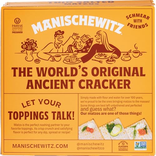 Stacked Manischewitz boxes spine view, ready for kitchen shelf organization